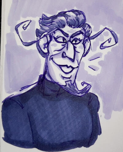 detailed monochrome sketch, bust