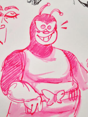 simple monochrome sketch, half body