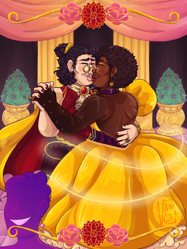 detailed half body, shaded, 2 characters, detailed background